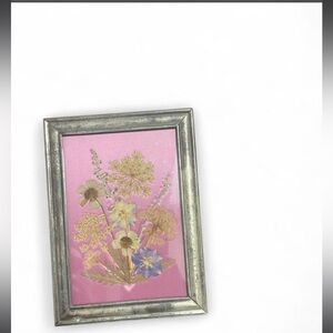 Floral Pressed Art in Silver Frame